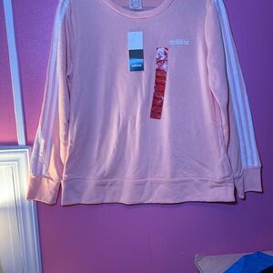 Adidas Light Pink Crewneck with White Accents